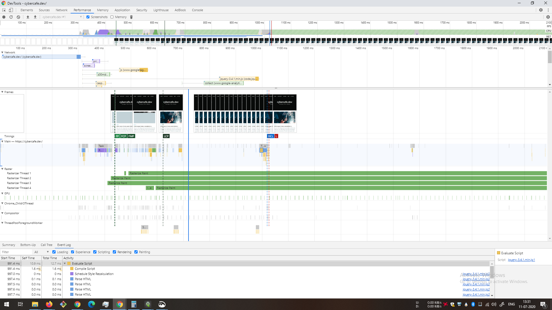 Website performance analysis