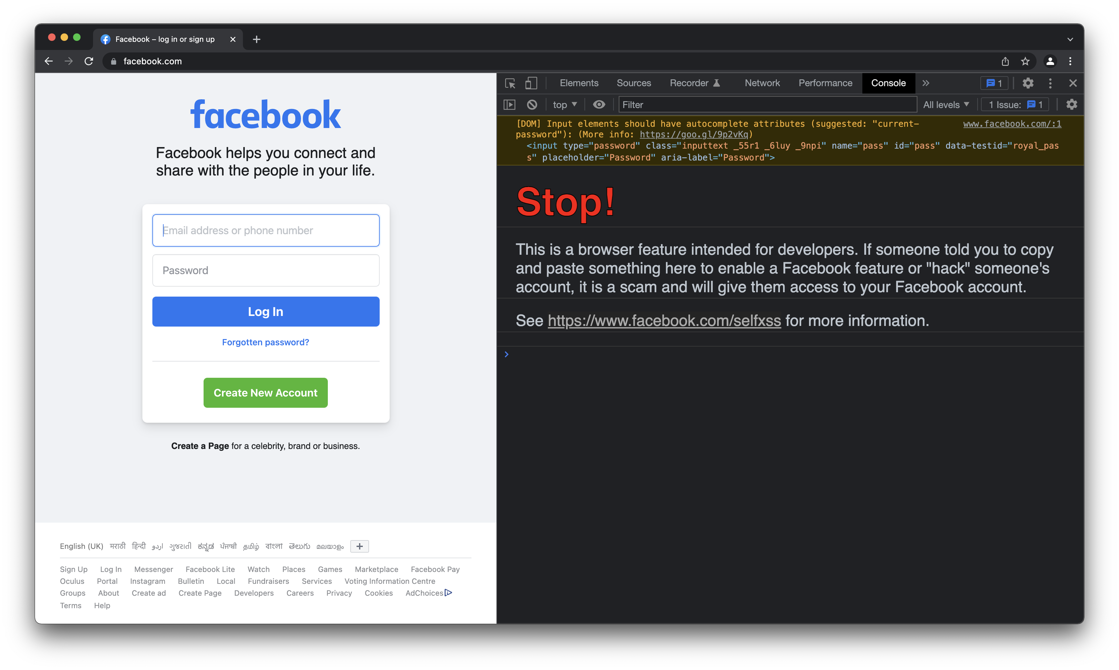 facebook-console-warning